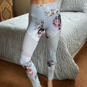 L'URV Floral Print Women's Leggings - Blue and Pink